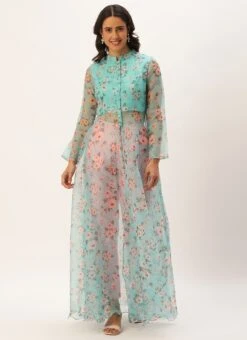 Bottom From Blue Digital Printed Kurta Set With Straight Pant After Six Wear -ZariGrace Shop Blue Digital Printed Kurta Set With Straight Pant KSBS02305245 u 2