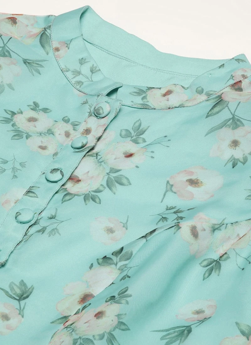 Top From Blue Digital Printed Kurta Set With Straight Pant After Six Wear 7 Top From Blue Digital Printed Kurta Set With Straight Pant After Six Wear - Image 5