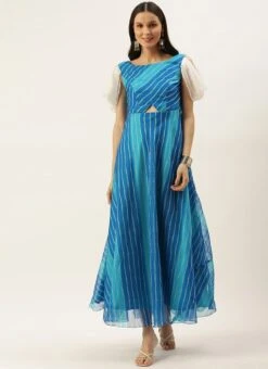Blue Digital Printed Maxi Dress After Six Wear -ZariGrace Shop Blue Digital Printed Maxi Dress DRBS02205896 u 1