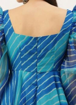 Blue Digital Printed Organza Dress Party Wear After Six Wear -ZariGrace Shop Blue Digital Printed Organza Dress DRBS02205866 rrc3 1