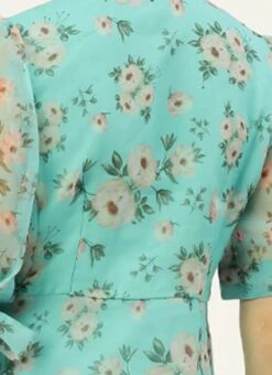 Blue Digital Printed Organza Kurti Festive Wear -ZariGrace Shop Blue Digital Printed Organza Kurti KRBS02303819 rrc2