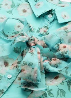 Blue Digital Printed Organza Kurti Festive Wear -ZariGrace Shop Blue Digital Printed Organza Kurti KRBS02303819 rrc3