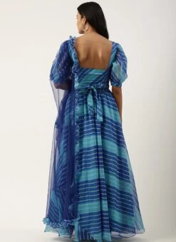 Blue Digital Printed Organza Lehenga Set Festive Wear -ZariGrace Shop Blue Digital Printed Organza Lehenga Set GHBS02205008 b