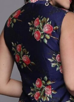 Blue Digital Printed Top Work Wear -ZariGrace Shop Blue Digital Printed Top KRBS02307684 rrc2