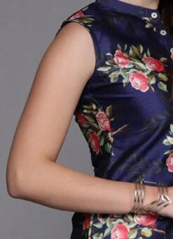 Blue Digital Printed Top Work Wear -ZariGrace Shop Blue Digital Printed Top KRBS02307684 rrc3