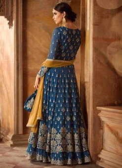 Blue Embroidered Anarkali Lehenga Party Wear -ZariGrace Shop Blue Embroidered Anarkali Lehenga GHSCC59001 b