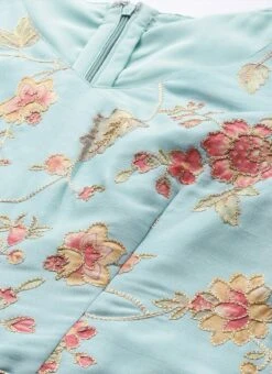 Blue Embroidered N Peach Kurta N Wide Leg Pant Festive Wear -ZariGrace Shop Blue Embroidered N Peach Kurta N Wide Leg Pant KSBS01911765 rrc1