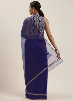 Blue Embroidered N Ruffles Saree Party Wear -ZariGrace Shop Blue Embroidered N Ruffles Saree SABS02203528 b