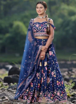 Dupatta From Blue Embroidered Strap Neck Style Lehenga Set After Six Wear 12 Dupatta From Blue Embroidered Strap Neck Style Lehenga Set After Six Wear -ZariGrace Shop Blue Embroidered Strap Neck Style Lehenga Set GHBS02308909 u
