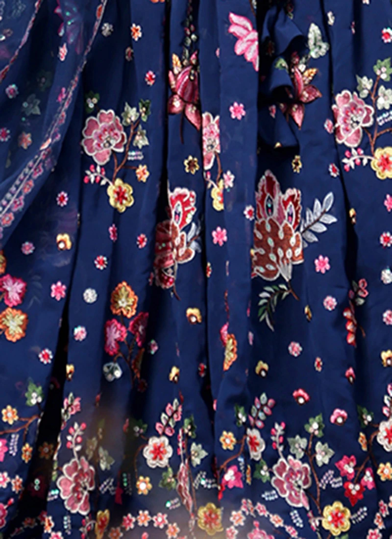 Dupatta From Blue Embroidered Strap Neck Style Lehenga Set After Six Wear 10 Dupatta From Blue Embroidered Strap Neck Style Lehenga Set After Six Wear - Image 8