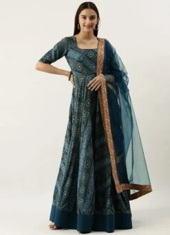 Blue Floor Length Anarkali Suit Festive Wear -ZariGrace Shop Blue Floor Length Anarkali Suit SLBS02201279 u