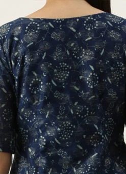 Blue Foil Calf Length Kurta Set After Six Wear -ZariGrace Shop Blue Foil Calf Length Kurta Set KSBS02201303 rrc3