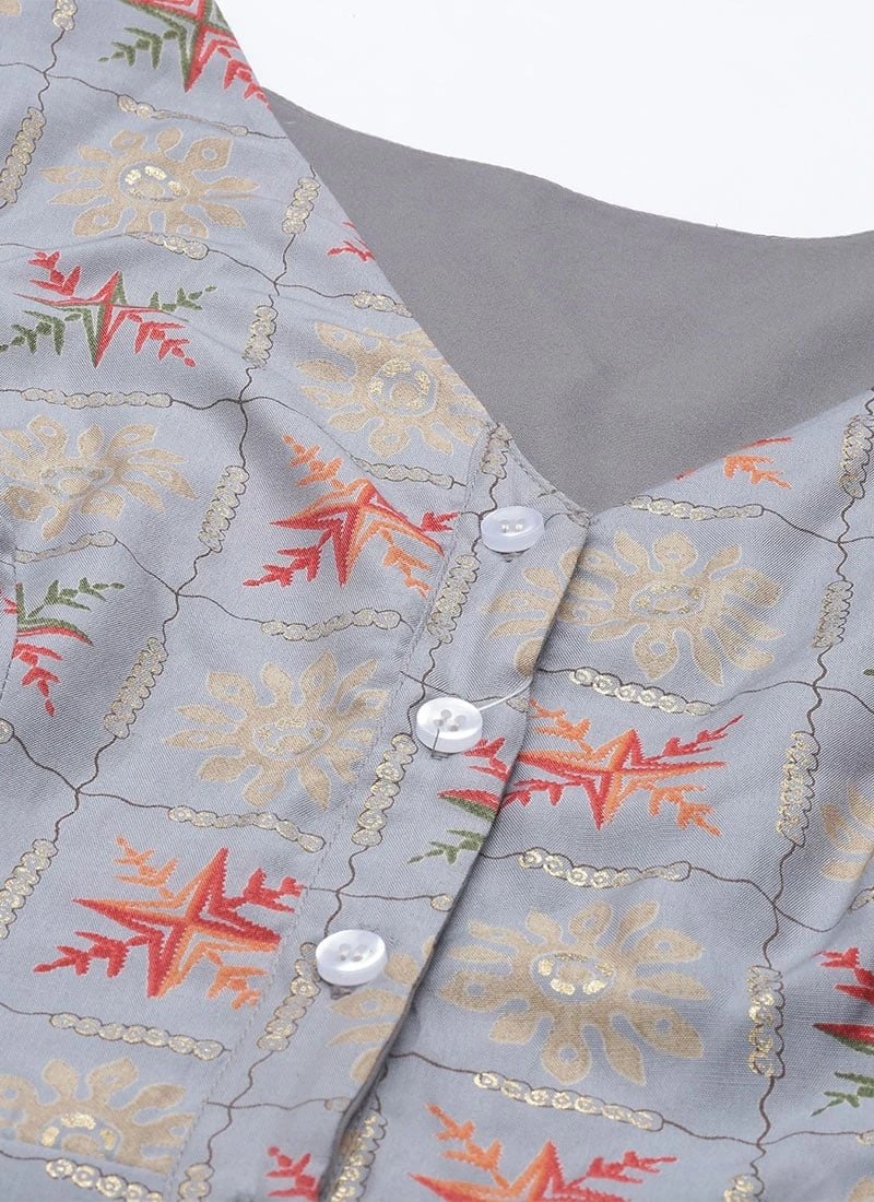 Blue Foil Printed A Line Dress After Six Wear 7 Blue Foil Printed A Line Dress After Six Wear - Image 5