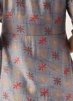 Blue Foil Printed A Line Dress After Six Wear 15 Blue Foil Printed A Line Dress After Six Wear -ZariGrace Shop Blue Foil Printed A line Dress DRBS02111071 rrc2