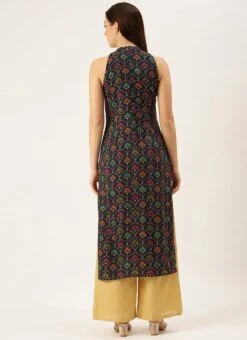 Blue Foil Printed Halter Neck Kurta Festive Wear -ZariGrace Shop Blue Foil Printed Halter Neck Kurta KRBS02307722 b