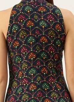 Blue Foil Printed Halter Neck Kurta Festive Wear -ZariGrace Shop Blue Foil Printed Halter Neck Kurta KRBS02307722 rrc2