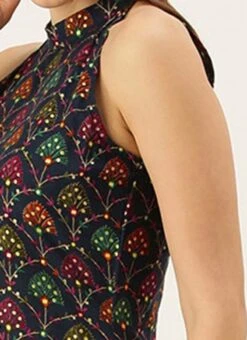 Blue Foil Printed Halter Neck Kurta Festive Wear -ZariGrace Shop Blue Foil Printed Halter Neck Kurta KRBS02307722 rrc3