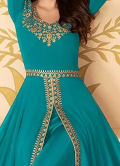 Blue Georgette Anarkali Suit Party Wear