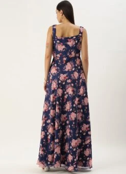 Blue Georgette Digital Printed Dress Party Wear 13 Blue Georgette Digital Printed Dress Party Wear -ZariGrace Shop Blue Georgette Digital Printed Dress DRBS02302298 b