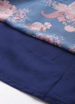 Blue Georgette Digital Printed Tiered Dress Festive Wear -ZariGrace Shop Blue Georgette Digital Printed Tiered Dress DRBS02302270 rrc4