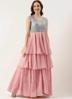 Blue Georgette Embroidered V Neck Pink Gown Party Wear 10 Blue Georgette Embroidered V Neck Pink Gown Party Wear -ZariGrace Shop Blue Georgette Embroidered V Neck Pink Gown IWBS02301794 u