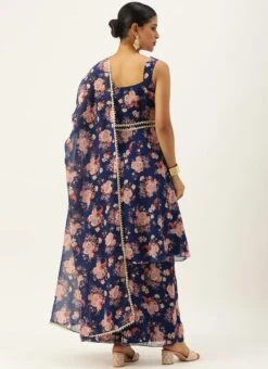 Top From Blue Georgette Printed Palazzo Suit After Six Wear -ZariGrace Shop Blue Georgette Printed Palazzo Suit SLBS02303675 b