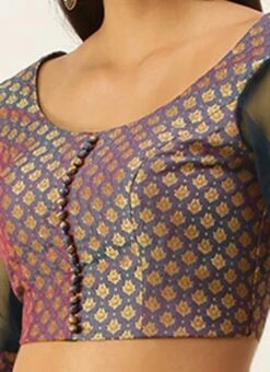 Blue Jacquard Blouse Festive Wear