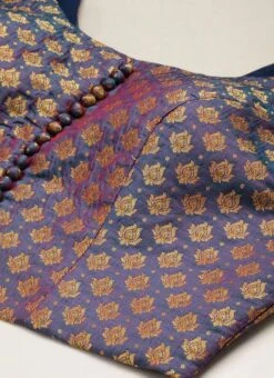 Blue Jacquard Blouse Festive Wear -ZariGrace Shop Blue Jacquard Blouse BLBS02305286 rrc1