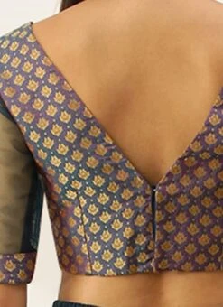 Blue Jacquard Blouse Festive Wear -ZariGrace Shop Blue Jacquard Blouse BLBS02305286 rrc2