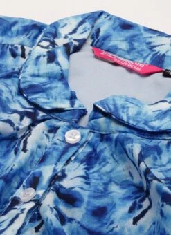 Blue Muslin Printed Mini Dress Party Wear -ZariGrace Shop Blue Muslin Printed Mini Dress DRBS02208444 rrc1