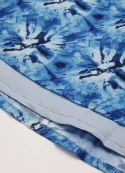 Blue Muslin Printed Mini Dress Party Wear -ZariGrace Shop Blue Muslin Printed Mini Dress DRBS02208444 rrc4