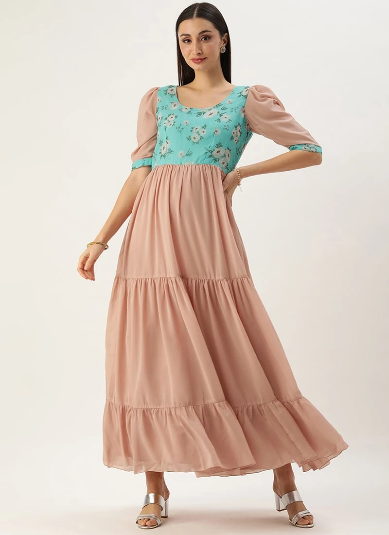 Blue N Grey Digital Printed Dress Festive Wear 5 Blue N Grey Digital Printed Dress Festive Wear - Image 3