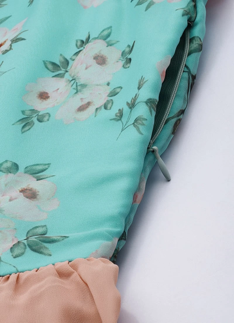 Blue N Grey Digital Printed Dress Festive Wear 10 Blue N Grey Digital Printed Dress Festive Wear - Image 8