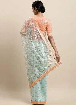 Blue N Mauve Low V Neck Saree Wedding Wear 13 Blue N Mauve Low V Neck Saree Wedding Wear -ZariGrace Shop Blue N Mauve Low V Neck Saree SABS02007393 b