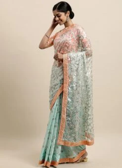 Blue N Mauve Low V Neck Saree Wedding Wear 12 Blue N Mauve Low V Neck Saree Wedding Wear -ZariGrace Shop Blue N Mauve Low V Neck Saree SABS02007393 u