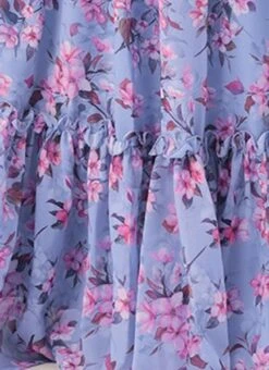 Blue N Pink Digital Printed Georgette Tiered Dress After Six Wear Festive Wear -ZariGrace Shop Blue N Pink Digital Printed Georgette Tiered Dress DRBS02104273 rrc3