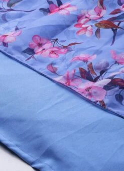 Blue N Pink Digital Printed Georgette Tiered Dress After Six Wear Festive Wear -ZariGrace Shop Blue N Pink Digital Printed Georgette Tiered Dress DRBS02104273 rrc4