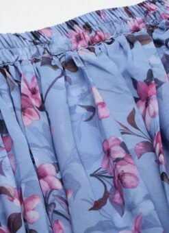 Blue N Pink Digital Printed Georgette Tiered Skirt Festive Wear -ZariGrace Shop Blue N Pink Digital Printed Georgette Tiered Skirt WBBS02012681 rrc2