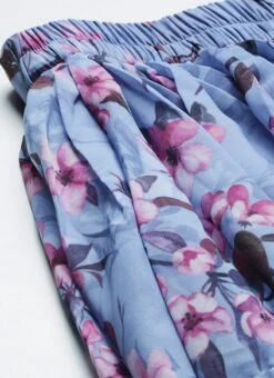 Blue N Pink Digital Printed Georgette Tiered Skirt Festive Wear -ZariGrace Shop Blue N Pink Digital Printed Georgette Tiered Skirt WBBS02012681 rrc3