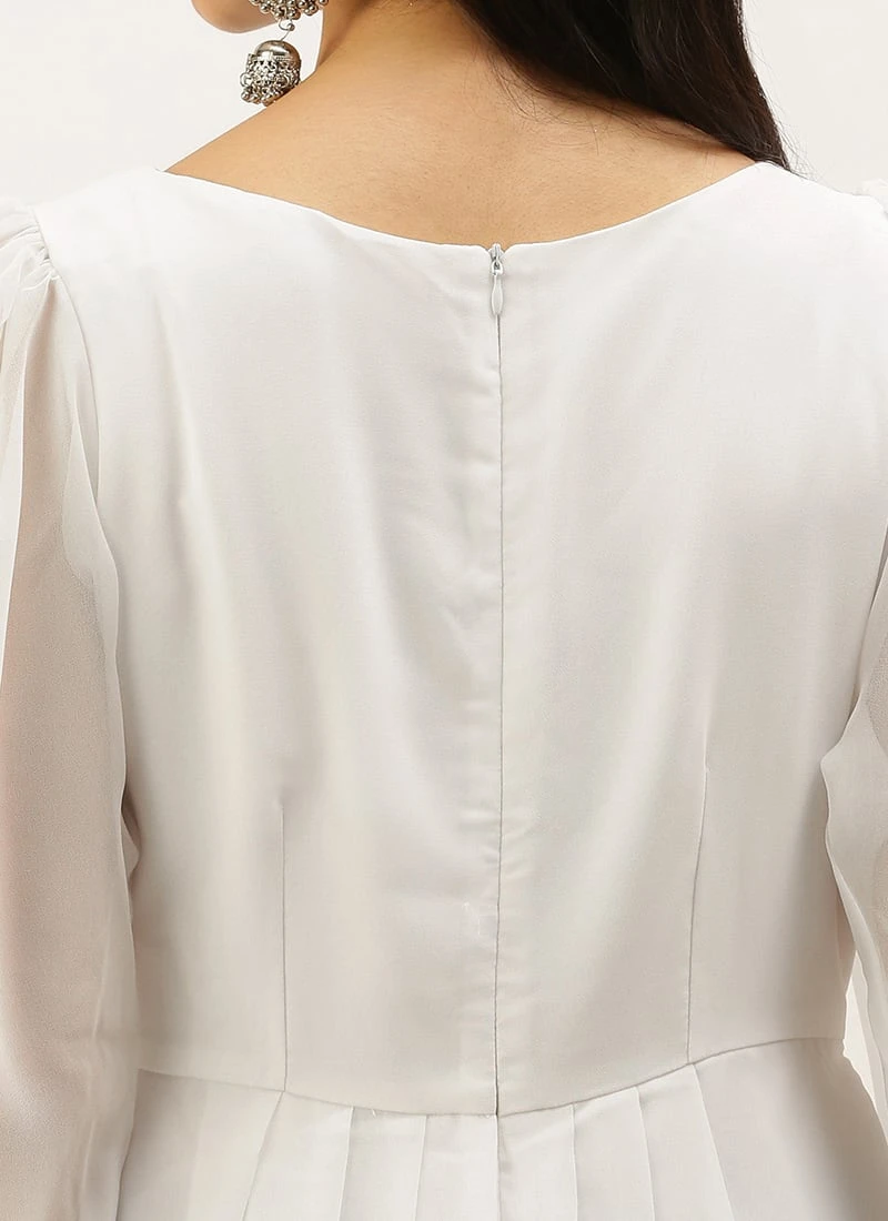 Blue N White Digital Printed Dress Festive Wear 8 Blue N White Digital Printed Dress Festive Wear - Image 6