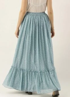 Blue N White Digital Printed Georgette Tiered Skirt Festive Wear 11 Blue N White Digital Printed Georgette Tiered Skirt Festive Wear -ZariGrace Shop Blue N White Digital Printed Georgette Tiered Skirt WBBS02012682 b