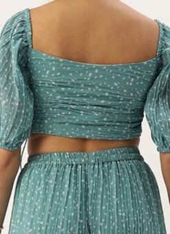 Bottom From Blue N White Printed Pleated Georgette Co-ords After Six Wear -ZariGrace Shop Blue N White Printed Pleated Georgette Co ords IWBS02211100 rrc2