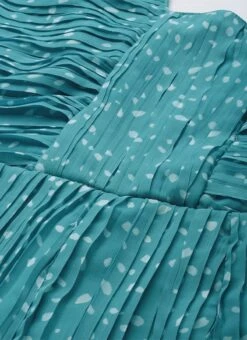 Blue N White Printed Pleated Georgette Jumpsuit Festive Wear After Six Wear -ZariGrace Shop Blue N White Printed Pleated Georgette Jumpsuit DRBS02211146 rrc1