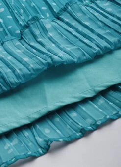 Blue N White Printed Pleated Georgette Jumpsuit Festive Wear After Six Wear -ZariGrace Shop Blue N White Printed Pleated Georgette Jumpsuit DRBS02211146 rrc3