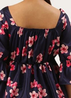 Blue Printed Art Silk Dress Festive Wear 15 Blue Printed Art Silk Dress Festive Wear -ZariGrace Shop Blue Printed Art Silk Maxi Dress DRBS02205037 rrc2