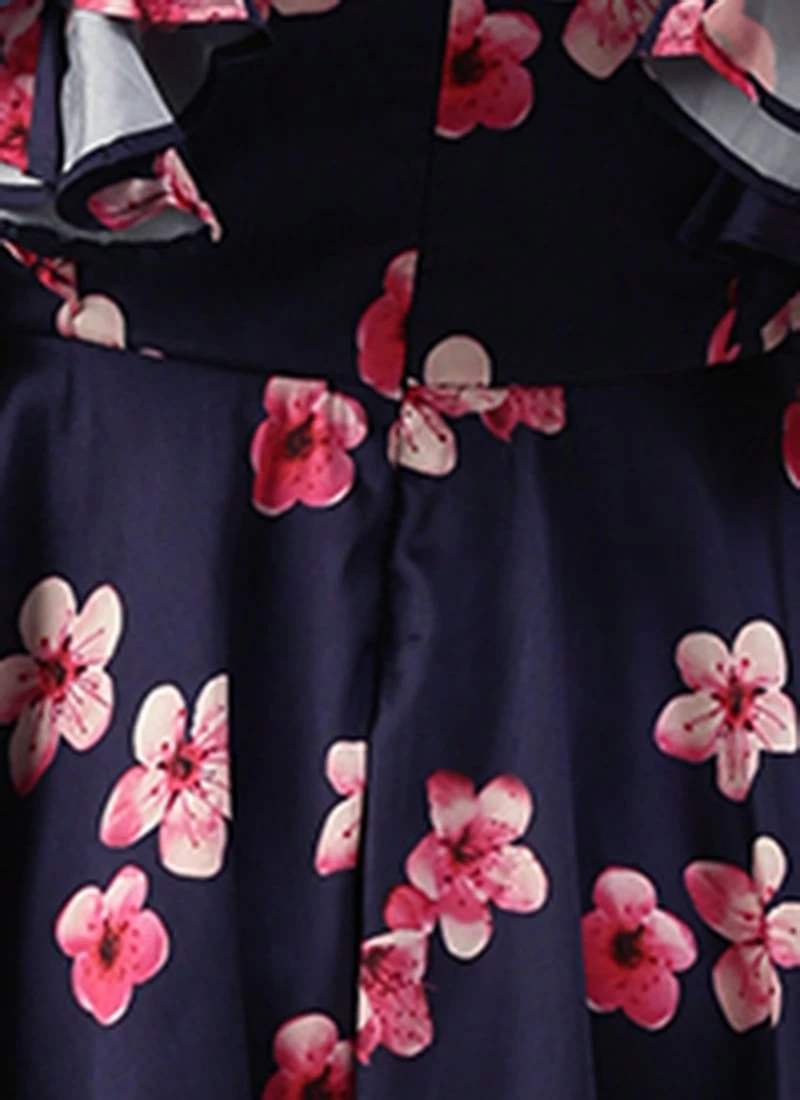 Blue Printed Art Silk Ruffled Dress Festive Wear 9 Blue Printed Art Silk Ruffled Dress Festive Wear - Image 7