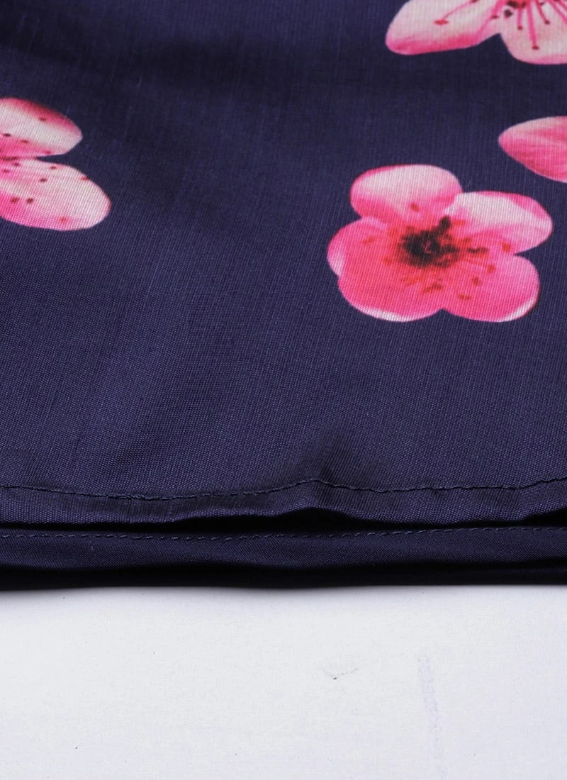 Blue Printed Art Silk Ruffled Dress Festive Wear 10 Blue Printed Art Silk Ruffled Dress Festive Wear - Image 8