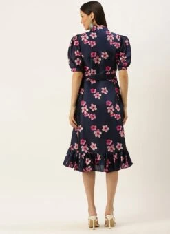 Blue Printed Art Silk Shirt Dress After Six Wear 13 Blue Printed Art Silk Shirt Dress After Six Wear -ZariGrace Shop Blue Printed Art Silk Shirt Dress DRBS02205850 b