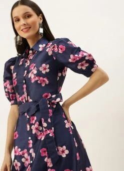 Blue Printed Art Silk Shirt Dress After Six Wear 15 Blue Printed Art Silk Shirt Dress After Six Wear -ZariGrace Shop Blue Printed Art Silk Shirt Dress DRBS02205850 rrc2