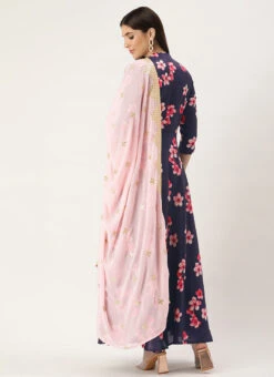 Blue Printed N Mauve Georgette Anarkali Suit Festive Wear -ZariGrace Shop Blue Printed N Mauve Georgette Anarkali Suit SLBS02202322 b